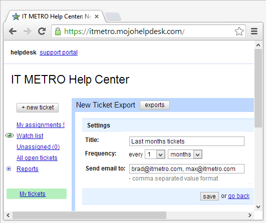 Setup your ticket export