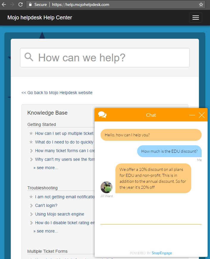 Chat with Customers from the Help Center - Mojo Helpdesk Blog